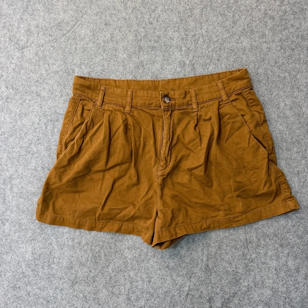 Free People Brown Billie Pleated High Rise Waist Chino Shorts Women's Size 12